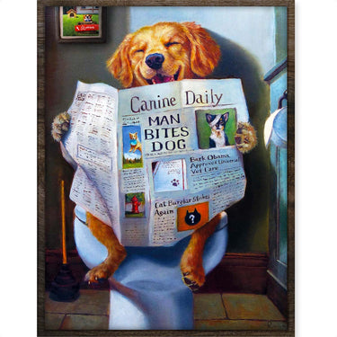 Hond met Krant - Diamond Painting - 40x30cm - Rond